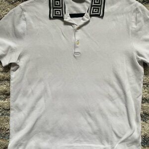 Versace White Polo with Black Geometric Collar